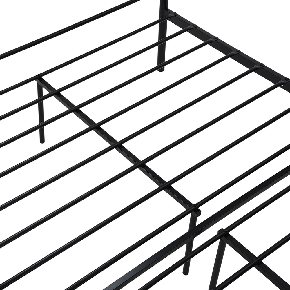Glossy Finish Iron Bed Frame Double Style Contemporary Anti Tilt Mechanism