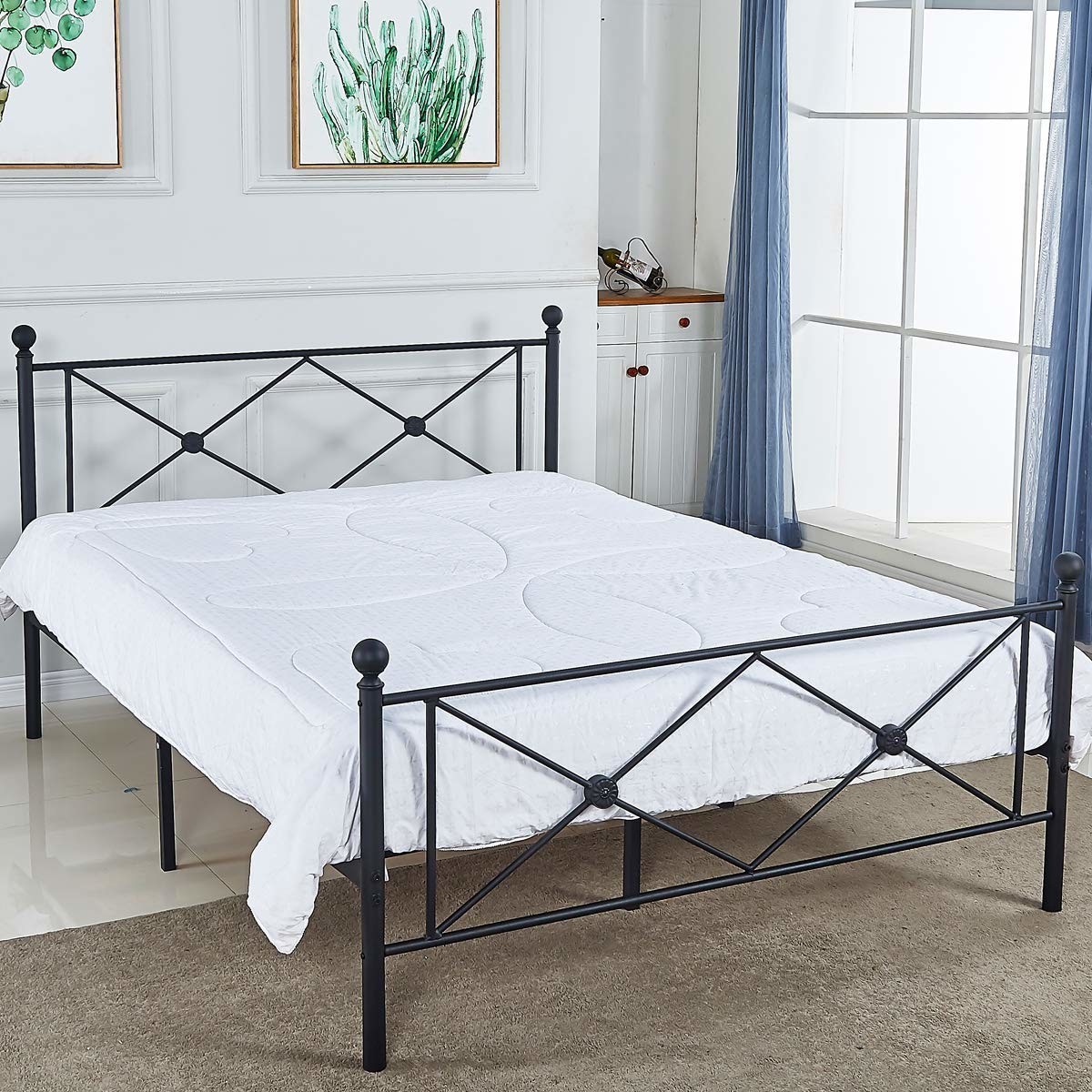 Metal King Size Iron Bed Antique Modern Design For Home Hotel ISO9001