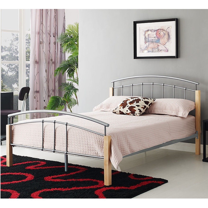 Queen Size Black Metal Platform Bed Safe Design For Bedroom Furniture